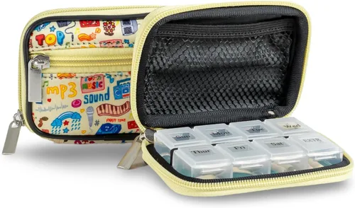 Vista 14 de Made Easy Kit Estuche para Píldoras - Organizador Semanal de Medicamentos con Caja Removible de Siete Días para Vitaminas y Suplementos - Neopreno