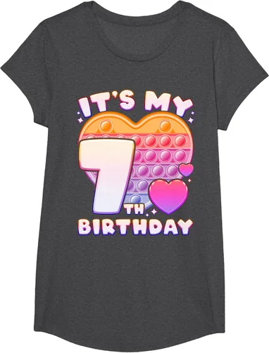 Vista 73 de Pop-it Birthday Girl 7 años de edad, Push it Pop Fidget Bubble Camiseta, Negro