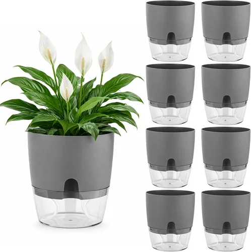 Vista 30 de Macetas de riego automático para plantas de interior, macetas para exteriores, paquete de 3 macetas de riego automático de 6 pulgadas, macetas