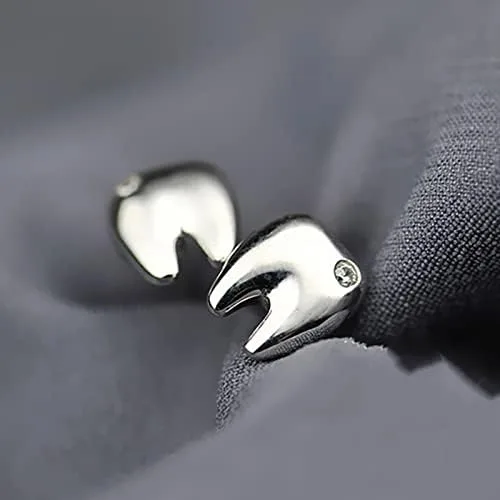 Vista 6 de Pendientes de tuerca de cristal de dientes pequeños y divertidos aretes para mujeres y hombres