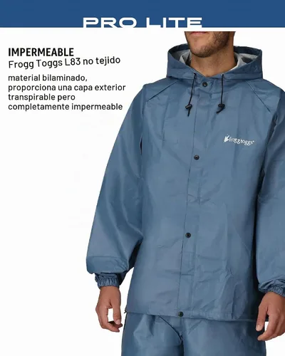 Vista 4 de FROGG TOGGS Traje de lluvia Pro Lite para hombre, chaqueta impermeable y Azul