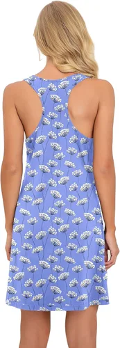 Vista 2 de PrinStory Camisones sin mangas para mujer, camisón de algodón con espalda cruzada para mujer