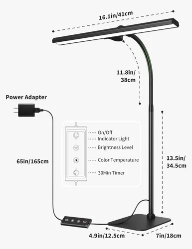 Vista 13 de Kary - Lámpara LED de escritorio, luz flexible de cuello de cisne con base Botón negro