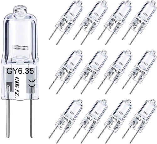 Vista 11 de Bombilla GY6.35 de 20 W, paquete de 12 bombillas regulables GY6.35 Q20/CL/GY6/12V/T3/T4 JC tipo GY6.35/G6.35 base bipin AC/DC 12V blanco cálido