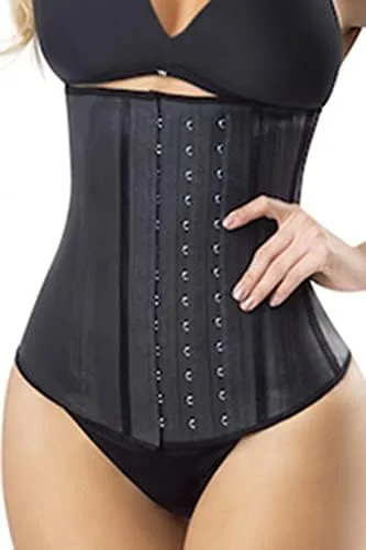 Vista 2 de Perfect Shape Entrenador de cintura para debajo del busto de látex, faja deportiva, faja moldeadora de cuerpo de reloj de arena, Negro