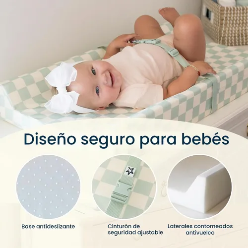 Vista 6 de Tiny Twinkle Cambiador de pañales para tocador y mesa de guardería, impermeable, lavable y a prueba de desorden con correa de seguridad, base Damas