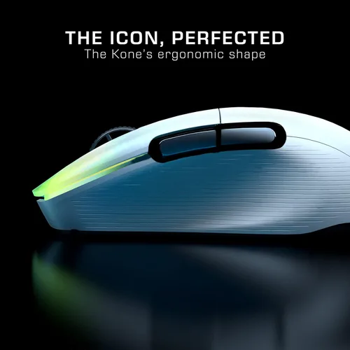 Vista 5 de ROCCAT Kone Pro Air - Mouse inalámbrico para PC para juegos, mouse ergonómico Bluetooth de rendimiento con sensor óptico DPI de 19 K, iluminación