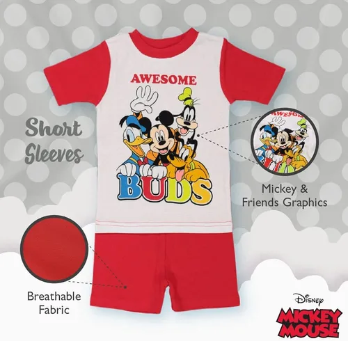 Vista 4 de Disney Boys' Mickey Mouse 6-Piece Snug-Fit Cotton Pajamas Set