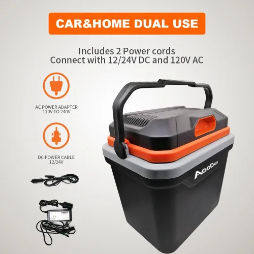 Vista 6 de Enfriador y calentador eléctrico para automóvil, capacidad de 24,7 litros, enfriador termoeléctrico sin hielo para viajes, camping, vehículos