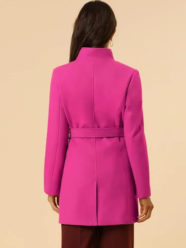 Vista 5 de Allegra K Abrigo largo de invierno clásico con cuello alto para mujer