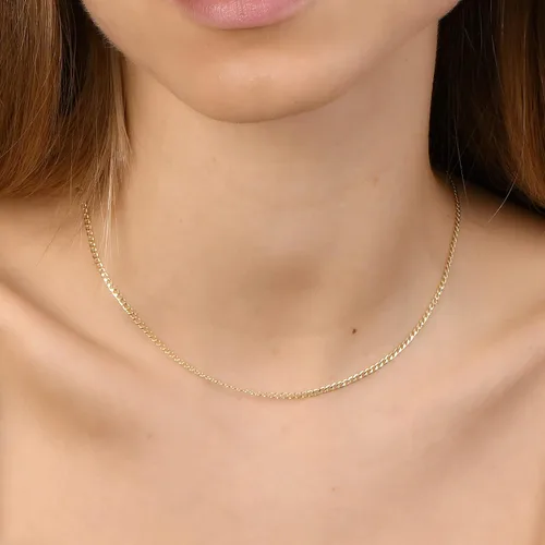 Vista 2 de PORI JEWELERS 10K Gold 2.0mm CubanCurb Link Chain Necklace -Sizes 14"-30", Available in Yellow Gold & White Color - Made In Italy