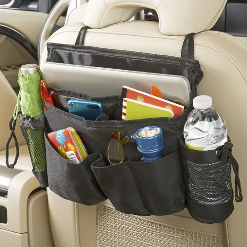 Vista 5 de Organizador para asientos de automóvil, de la marca High Road, pack de 2, XL, Negro