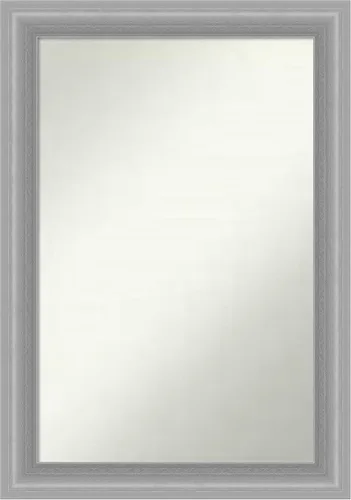 Vista 303 de Amanti Art Espejo de baño plateado para sobre el fregadero, 24 x 24 pulgadas, espejo cuadrado de peltre forjado a medida, marco de madera casual