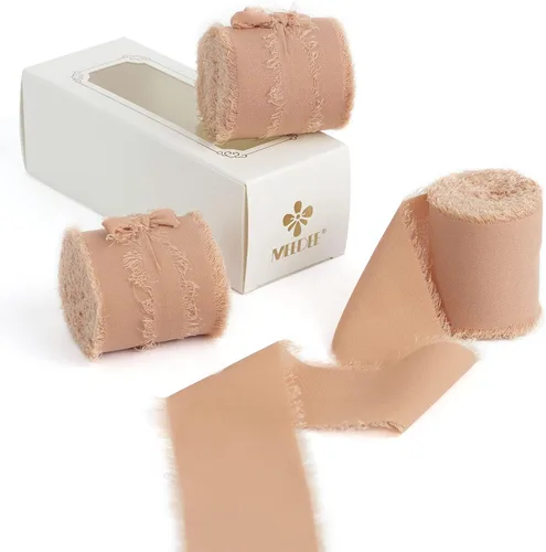 Vista 25 de MEEDEE Cinta de gasa negra de 2 pulgadas con flecos, cintas de gasa deshilachadas negras para manualidades, cinta de gasa de seda para envolver Negro