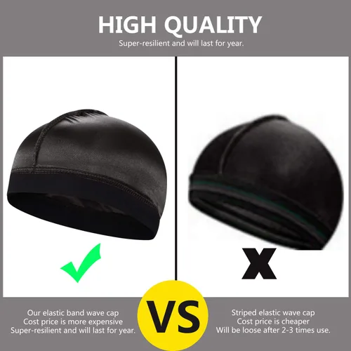 Vista 5 de 3 piezas de gorros de seda, gorro de compresión para hombres, premio 1 Durag.