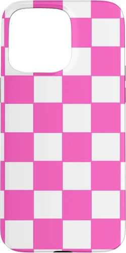 Vista 30 de Funda de tablero de ajedrez clásica a cuadros rosa y blanco para iPhone 16