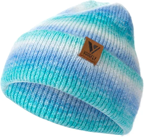 Vista 21 de Vgogfly Gorro de invierno para hombre, gorro de punto holgado con forro cálido para hombre, gorro de invierno con rayas para mujer Negro