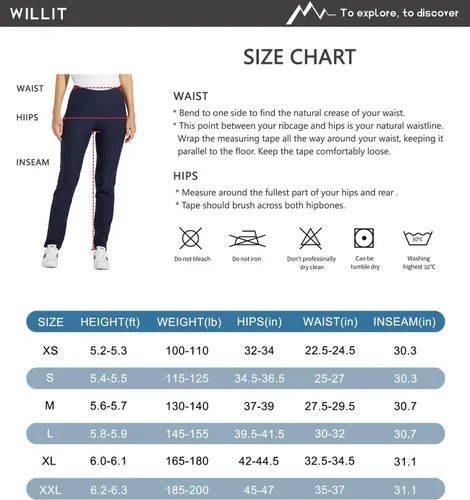 Vista 7 de Willit Pantalones de golf para mujer, elásticos, casuales, de secado rápido, pantalones de senderismo con control de abdomen