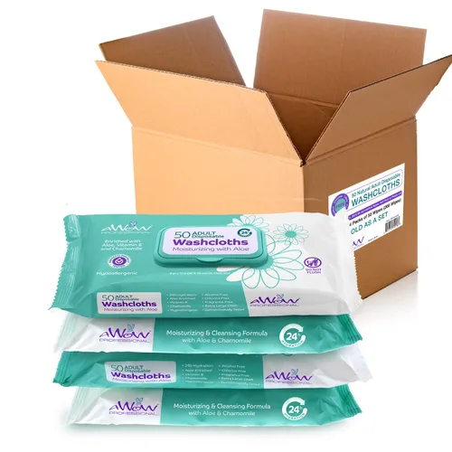 Vista 5 de Toallitas para adultos, 200 toallitas de cuerpo grande para incontinencia, toallitas de baño sin enjuague para hombres y mujeres, sin perfume