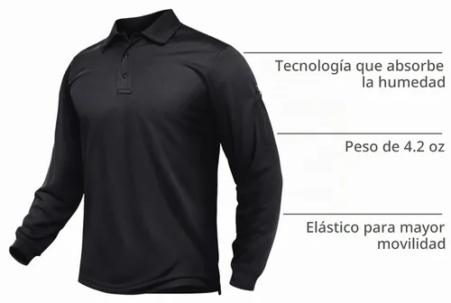 Vista 4 de TACVASEN - Camisas polo de manga larga para hombre de secado rápido, tácticas, para golf, con cuello, ligeras, transpirables, que absorben