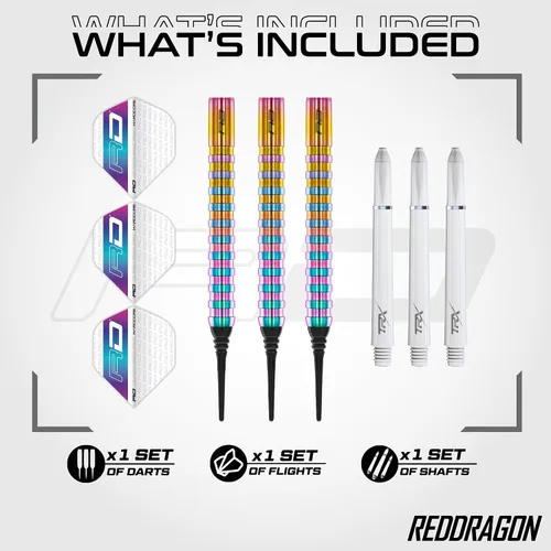 Vista 2 de RED DRAGON Javelin Series - Juego de dardos de tungsteno de alta calidad con vuelos y tallos