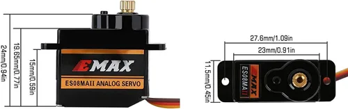 Vista 3 de EMAX ES08MA II 0.42 oz Mini Metal Gear Servo analógico para modelo RC (paquete de 4)