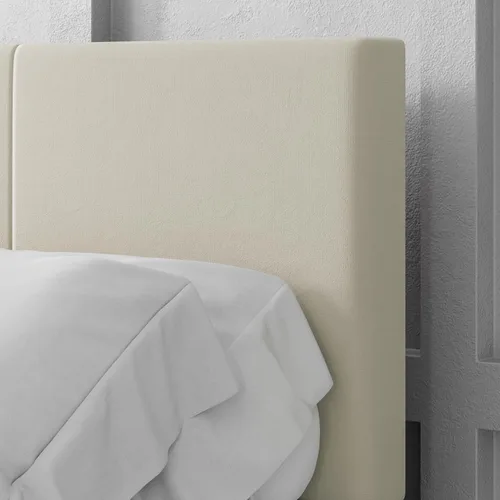 Vista 4 de IOILORI Base de cama de tamaño matrimonial con cabecera tapizada, listones de madera resistentes, no requiere somier, silencioso, fácil montaje Beige