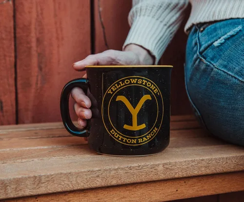 Vista 5 de Silver Buffalo Yellowstone Dutton Ranch - Taza de café de cerámica sin BPA para expreso, té, capacidad para 20 onzas
