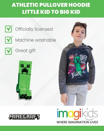 Vista 4 de Minecraft Sudadera con capucha de forro polar para niños pequeños a niños grandes (4-18-20)