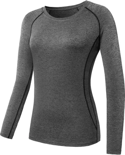 Vista 34 de CADMUS Paquete de 1 o 3 camisetas de entrenamiento de manga larga para mujer, camiseta de compresión de ajuste seco para correr