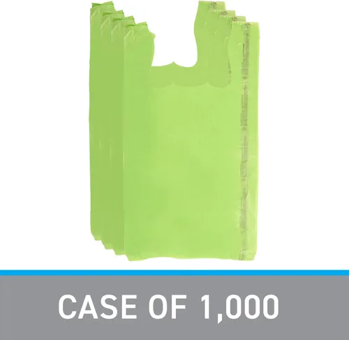 Vista 4 de SSWBasics Bolsas de plástico verde lima para camisetas - Caja de 1,000