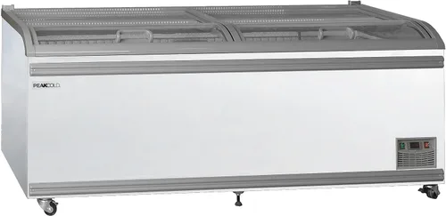 Vista 7 de PEAKCOLD - Congelador comercial de cristal superior, 58 pulgadas de ancho Negro