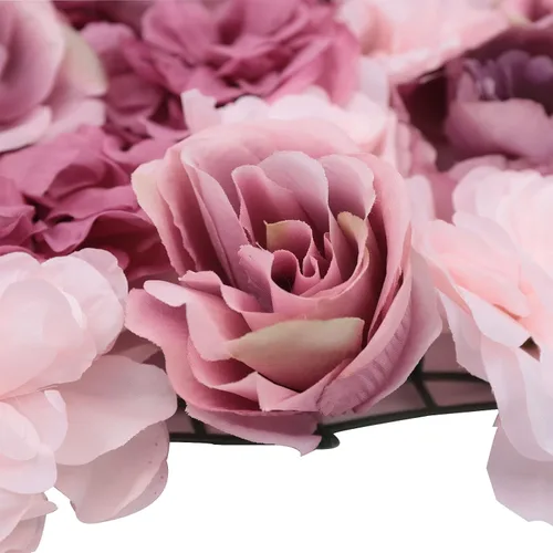 Vista 9 de OUKANING Paquete de 6 paneles de pared de rosas artificiales de seda para fiestas, bodas, flores, telón de fondo de pared para escenario del hogar
