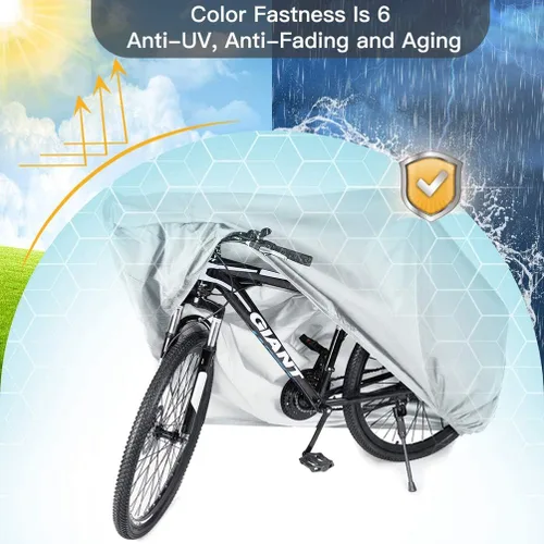 Vista 9 de Wakauto Cubierta impermeable para bicicleta, cubierta a prueba de polvo, impermeable, para bicicleta de montaña, cubierta impermeable para bicicleta