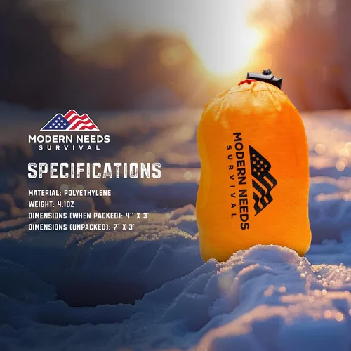 Vista 4 de MODERN NEEDS Emergency Sleeping Bag Survival – Thermal Blanket & Bivy Sack Emergency Bivy & Survival Blanket Outdoor Sleeping Bag & Hiking