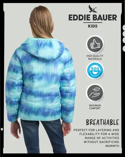Vista 6 de Eddie Bauer CirrusLite - Chaqueta de plumón resistente a la intemperie para niñas, acolchado con aislamiento acolchado de burbujas (3-20)