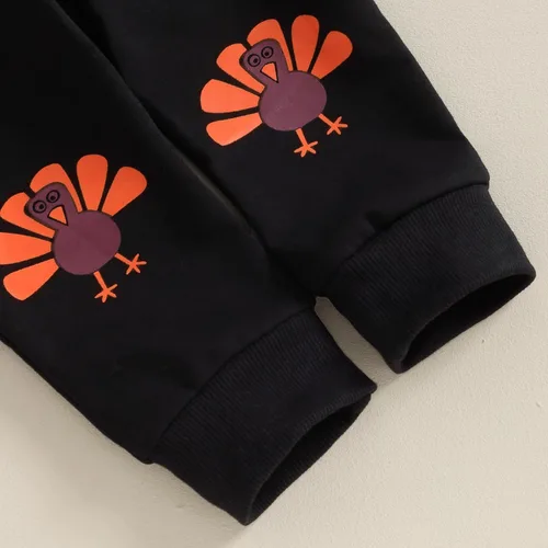 Vista 6 de Wrrkayly Traje de Acción de Gracias para bebé niño pequeño, sudadera de manga larga con cuello redondo y estampado de pavo, pantalones deportivos