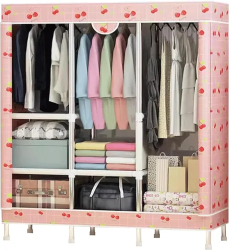 Vista 8 de large closets Wardrobe Closet with Pattern Cloth Cover Wardrobe Closet Steel Rack Closet for Clothes Saves Space Portable Storage Closet Space-saving