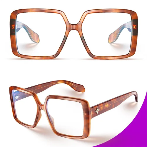 Vista 6 de VISOONE Gafas de bloqueo de luz azul TR90 de gran tamaño, accesorios de moda, sin receta para mujeres, Harvard