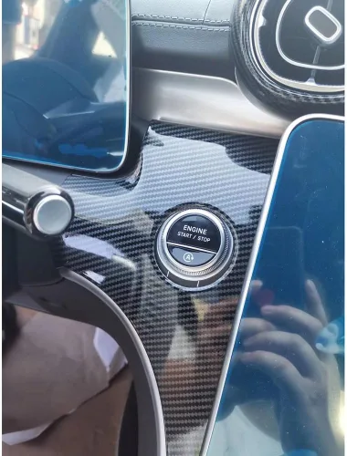 Vista 7 de Para Mercedes-Benz 2022 2023 Clase C C300 C200 C220d AMG Interior Consola central delantera tablero moldura moldura patrón de fibra de carbono