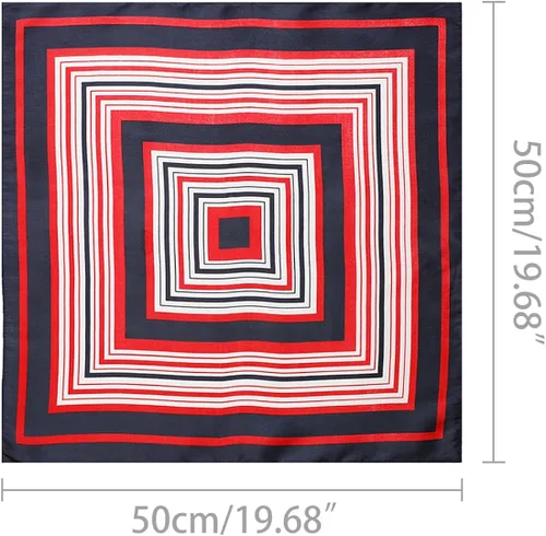 Vista 3 de Allegra K Lady Dark Blue Red White Stripe Print Kerchief Square Neck Scarf Wrap