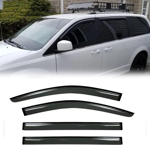 Vista 23 de CL4P01 - Deflector de ventilación de viento para ventana lateral original, 4 piezas de montaje exterior, bonito juego de protectores de lluvia