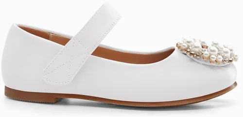 Vista 2 de Coutgo Zapatos Mary Jane para niñas, zapatos de ballet de princesa con perlas, para fiesta escolar, para boda, zapatos de vestir para niños pequeños
