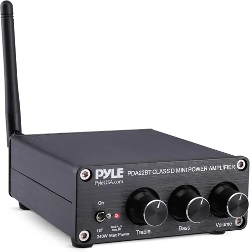 Vista 8 de Pyle Mini amplificador de audio Bluetooth HiFi - Receptor de amplificador estéreo de escritorio PC digital de clase D (2 x 100 vatios máximo)