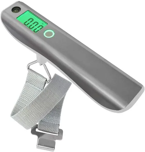 Vista 2 de Báscula digital de equipaje con cinta métrica, mide el peso del equipaje con precisión, función de tara para restablecer el dispositivo incluido
