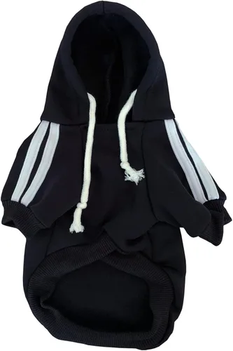 Vista 2 de Izefia Sudadera con capucha para perro - Suéter de invierno de forro polar para perros pequeños, gatos - Negro - XS