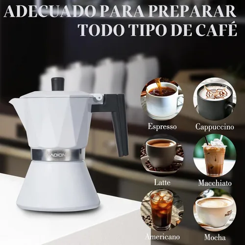 Vista 5 de LAOION Olla de Moka, Cafetera de Espresso de 6 Tazas, Cafetera de Espresso de 300ml Portátil para Estufa, Cafetera Percoladora Compatible con Placas