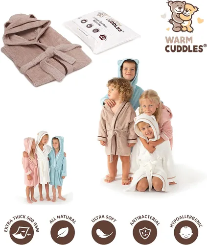 Vista 3 de Bata de baño suave de alta calidad, rayón de bambú con capucha, para niños y niñas