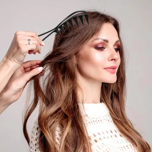 Vista 5 de 2 peines de dientes grandes, peine para cepillar rizos de dientes anchos, cepillo de pelo rizado de plástico duradero para mujeres, herramientas