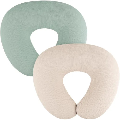 Vista 10 de MairMore Paquete de 2 Fundas de Almohada de Muselina para Lactancia, Transpirables 100% Algodón, Fundas Deslizables para Almohadas de Lactancia